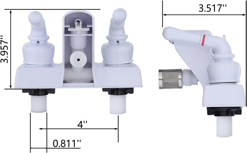 LavishStream RV Shower Faucet, 4 inch Shower Valve Diverter Replacement, with Classical Dual Handles for RV/Camper/Motorhome Bathroom, White - Image 2